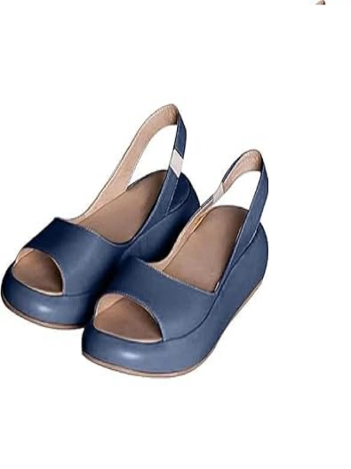 Женские босоножки на танкетке, сандалии с открытым носком, сандалии без шнуровки с эластичным ремешком сзади, удобные повседневные прогулочные сандалии для всех форм ног