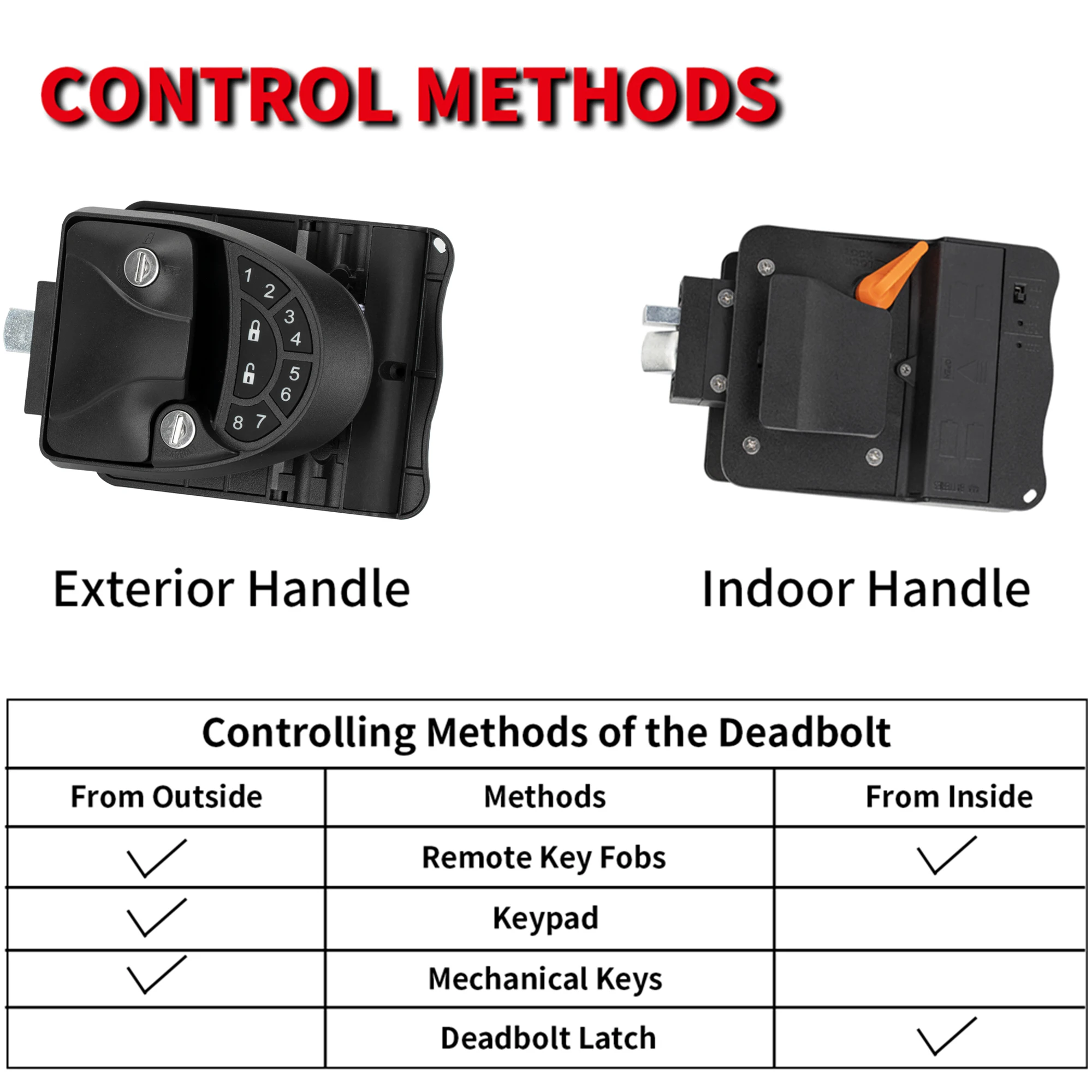 Daiertek Rv قفل باب دخول بدون مفتاح مع 2 مفاتيح دخول بدون مفتاح قفل الباب مزلاج مقبض مقبض ديدبولت RV قافلة مقطورة سيارة تخييم #5