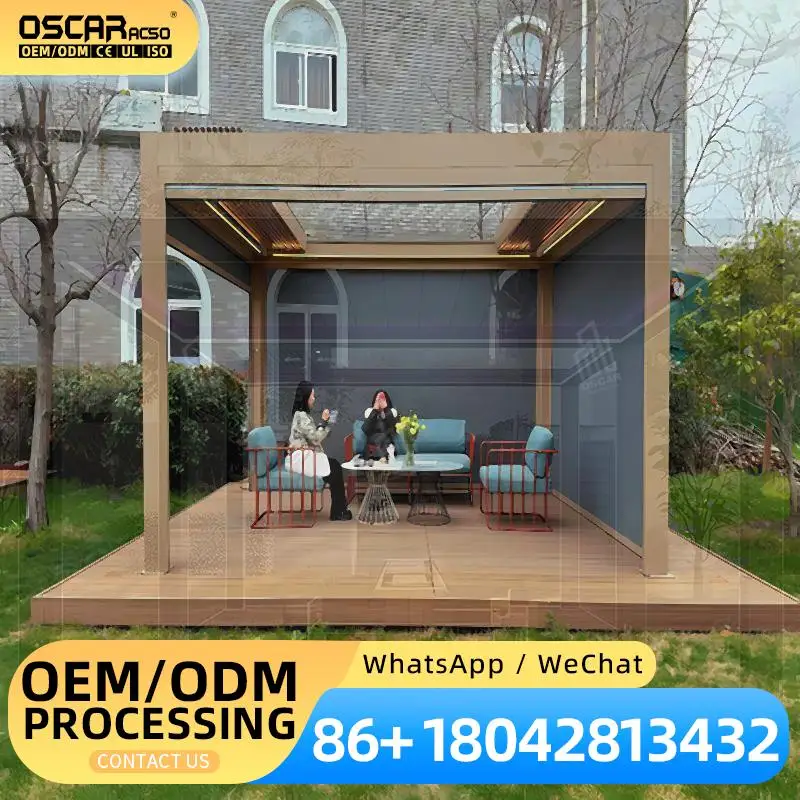 Waterproof Aluminum Electric Opening Louver Roof System Garden Patio Backyard Deck Cover UK USA Modern Arches Arbours Pergola Su
