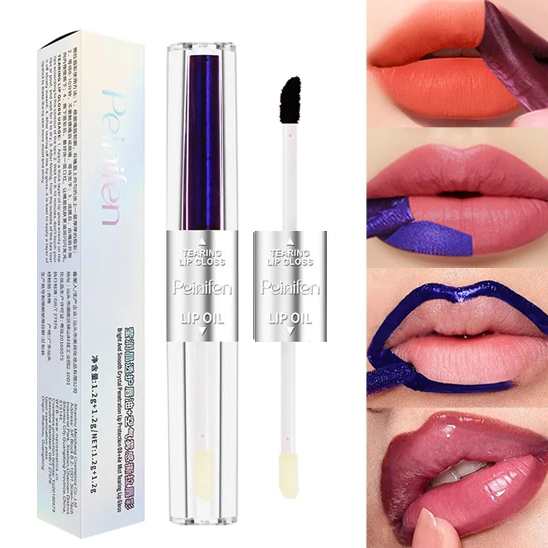 Geben Sie den Lipgloss und den glänzenden Lippenbalsam gleichzeitig auf, um eine langanhaltende, nicht anlaufende rote Farbe zu erhalten.