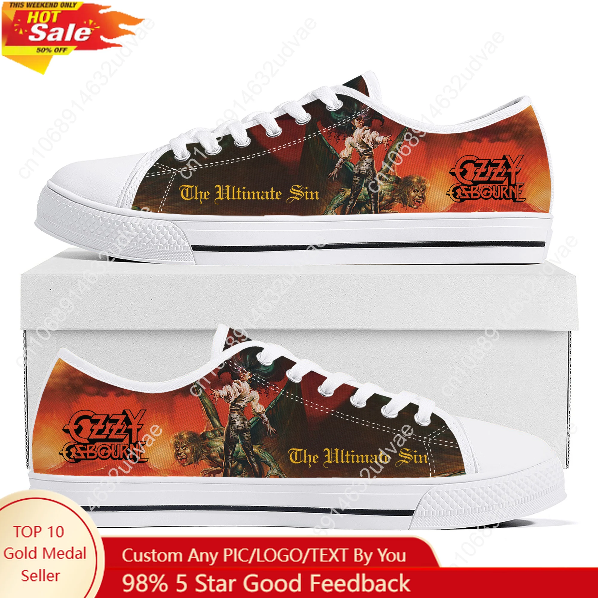 

Ozzy Osbourne Rock Singer Low Top Shoes Man Woman Teenager Canvas Casual Sneaker Sneakers Couple Footwear Custom Shoe White