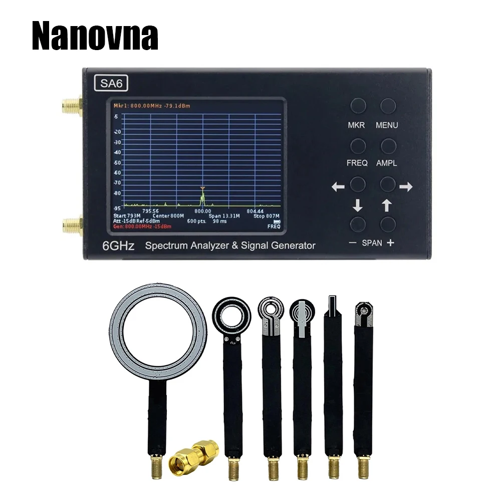 Nanovna SA6 Portable Spectrum Analyzer Signal Generator 35 To 6200Mhz Signal Measurement Boosters Amplifier Magnetic Field Probe