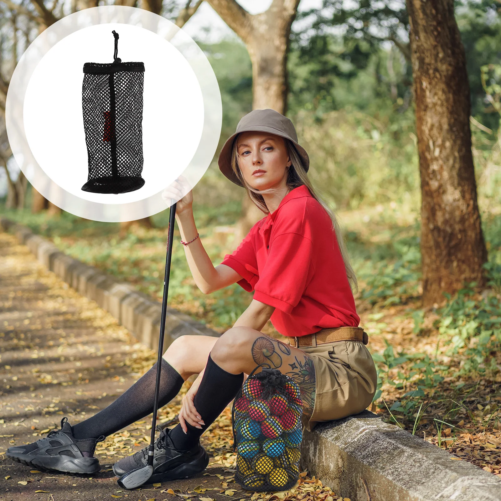 กระเป๋ากอล์ฟความจุขนาดใหญ่ วัสดุไนลอน ความยืดหยุ่นดี ตาข่ายระบายอากาศที่แข็งแรง กระเป๋าใส่ลูกกอล์ฟ กระเป๋าเก็บลูกกอล์ฟ