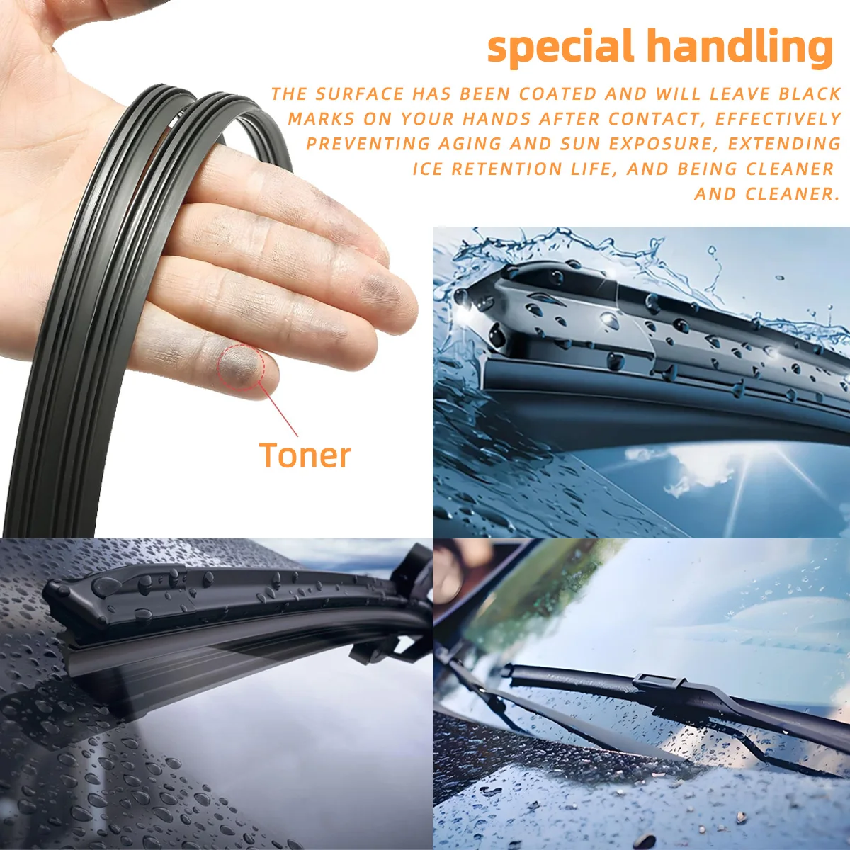 4PCS 6mm Universal Car 28inch Rubber Boneless Windshield Wiper Blade Replacement Rubber Strip Accessories Can Be Cut Quiet