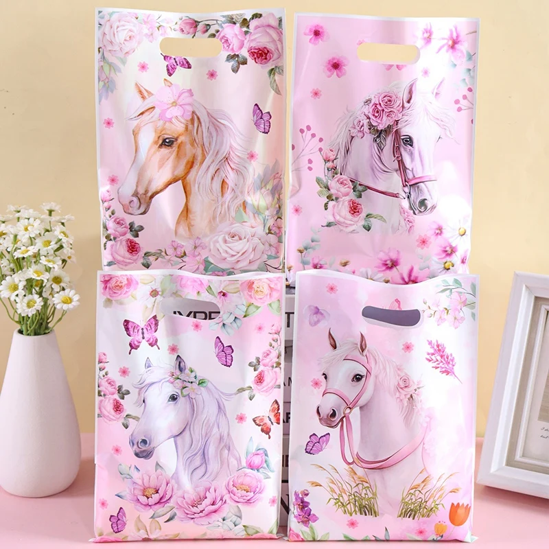 10/20/50 Stück rosa Blumen Pferd Keks Süßigkeiten Taschen Geschenkverpackung Taschen Cowgirl Leckerli Tasche für Geburtstag Bachelorette Party Dekorationen