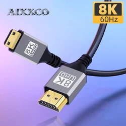 AIXXCO 2M 3M 5M 8K Mini HDMI-Compatible to HD Cable 8K 60Hz Mini HD 2.1 Cable for Video Card Camera Camcorder