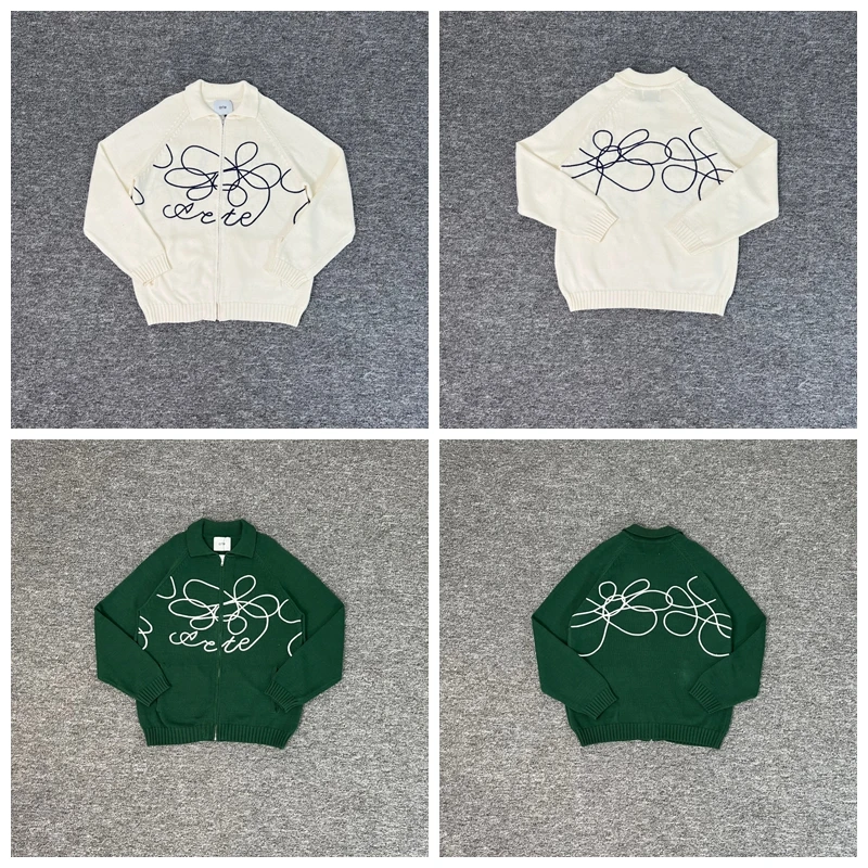 

Arte повседневный свободный вязаный кардиган с вышитым логотипом и отложным воротником, длинный свеч, ранняя осень, мужской и женский свитер для отдыха