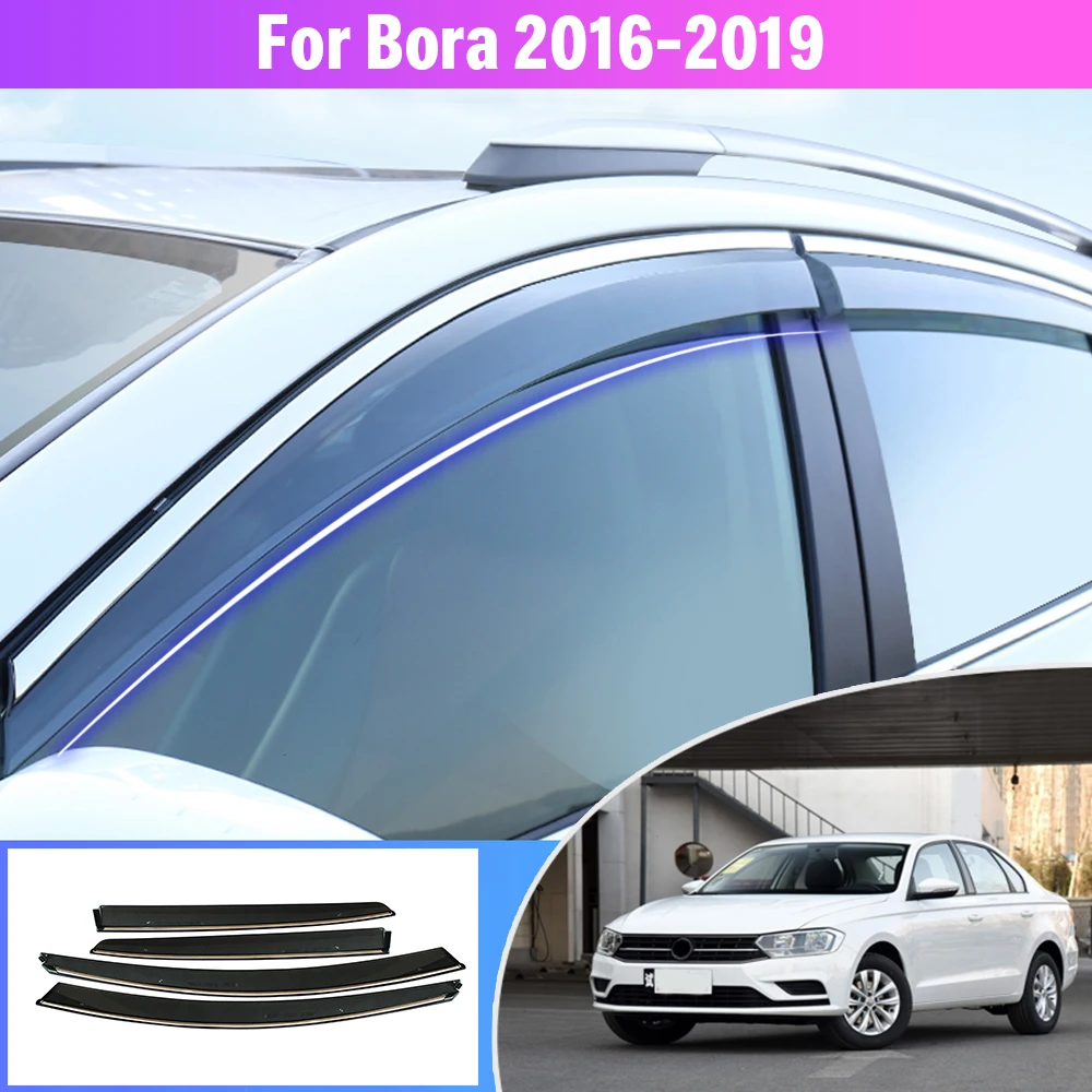 

For Volkswagen Bora Sedan 2016 2017 2018 Weather Shield Window Sun Rain Visor Awnings Car Styling Auto Accessories 4pcs