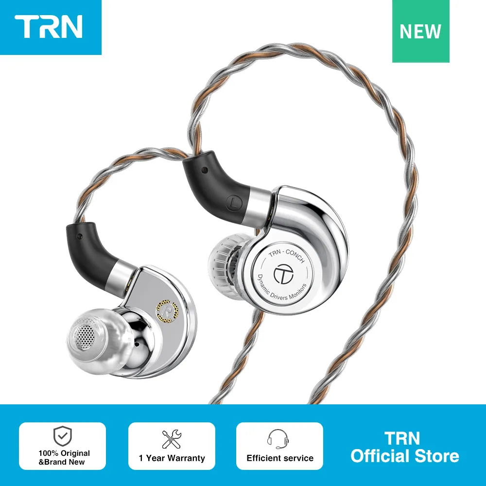 Fone de ouvido TRN Conch Lucky Bag: Monitores intra-auriculares de alto desempenho com diafragma de diamante DLC e filtros de afinação para Xiaomi