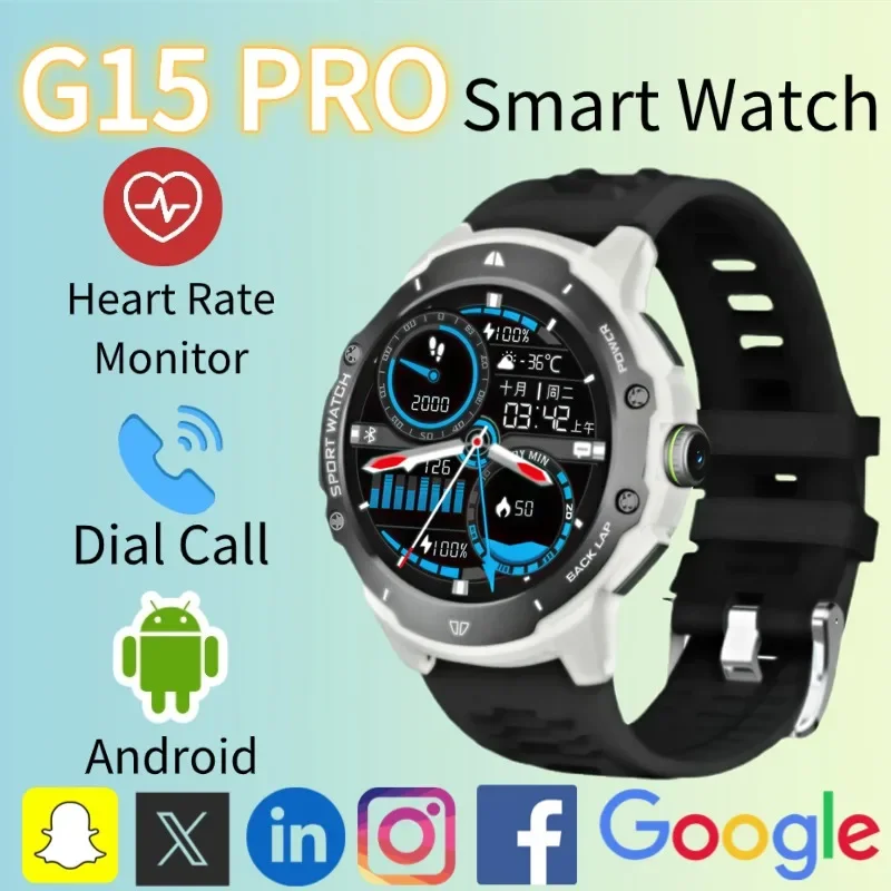 1.43 Inch AMOLED 4G Smart Watch with Camera GPS WiFi Heart Rate Tracker Step Count 8GB+128GB Memory Android Waterproof for Men