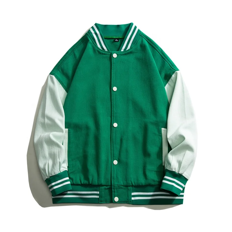 

Baseball Uniform Jacket Genderless American Street Solid Color Casual college plus size baseball varsity jacket