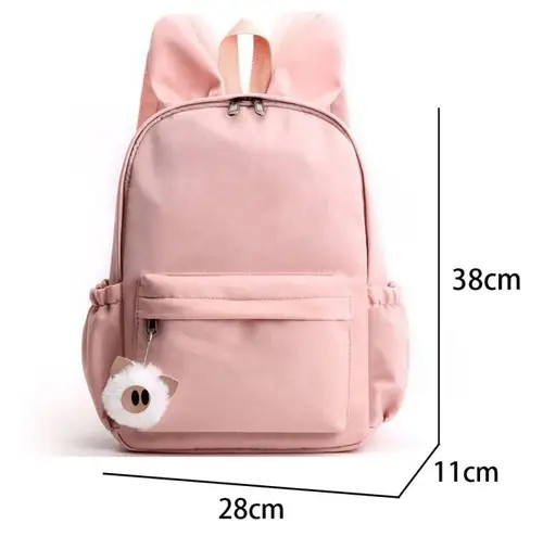 Imagen 2 del producto Mochila bonita de Lilo Stitch para niña, niño, estudiante, adolescente, mochilas escolares informales para mujer, Mochila de viaje con Orejas de conejo