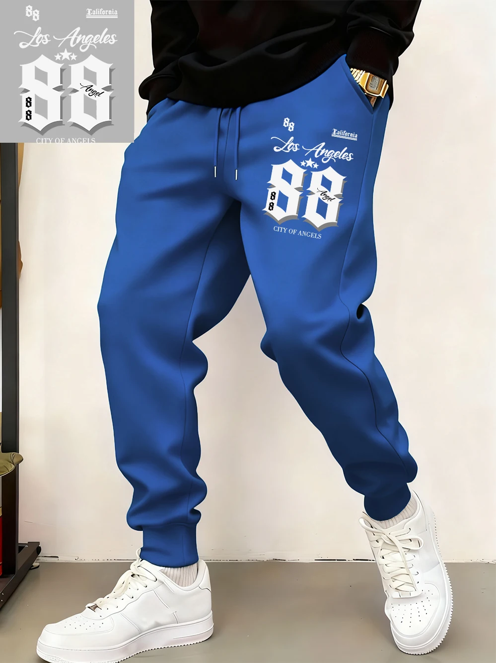 

Los Angeles City Of Angels 88 Prints Sweatpants Mens Basics Fleece Warm Jogger Pants Casual Pocket Trousers Winter Loose Clothes