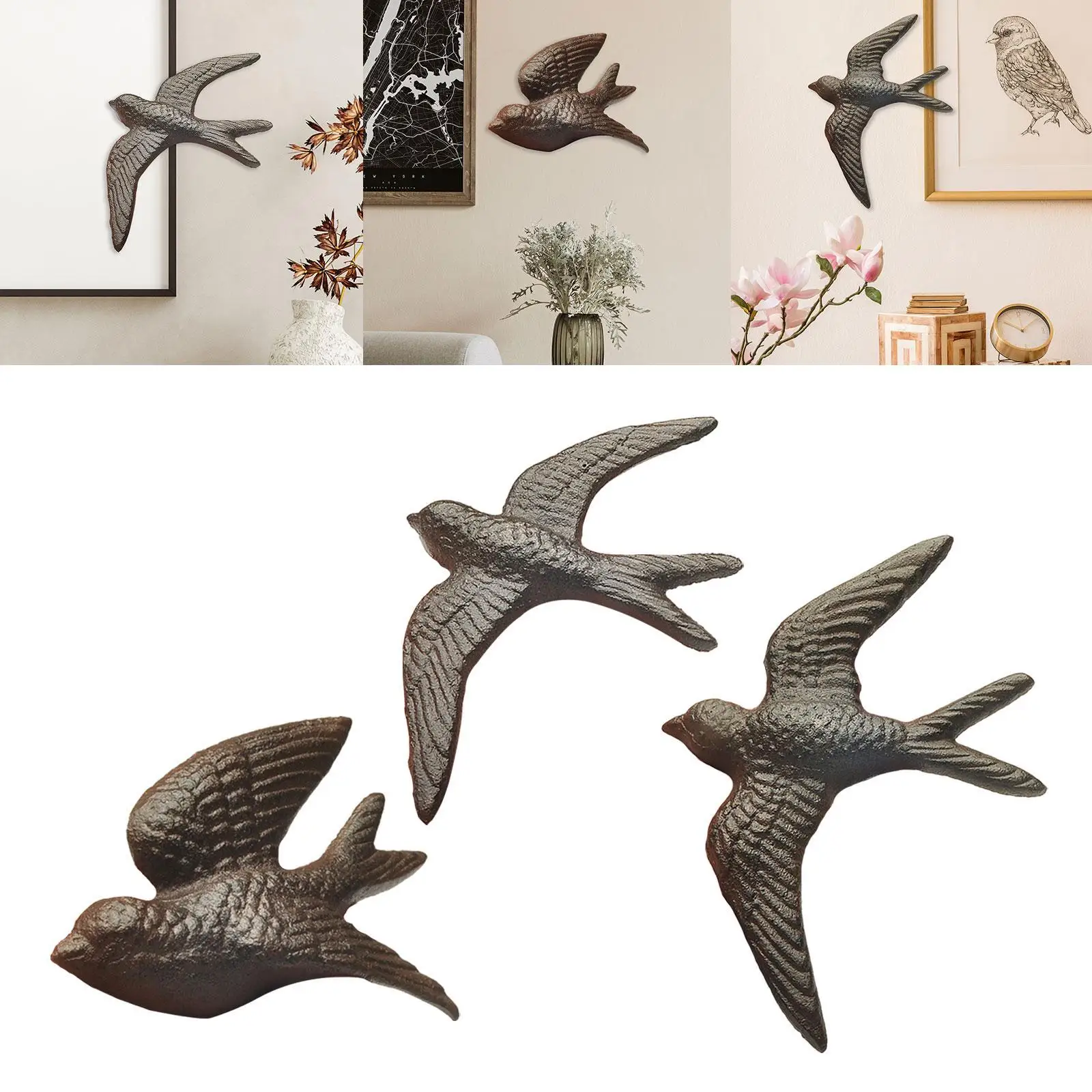 Flying Bird Wall Decor Crafts Swallow Figurine for Yard Garden Living Room