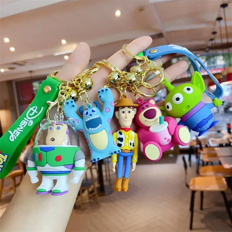 Toy Story Drip Keychain Buzz Lightyear Strawberry Bear Schoolbag Car Keychain Pendant Small Commodities Wholesale