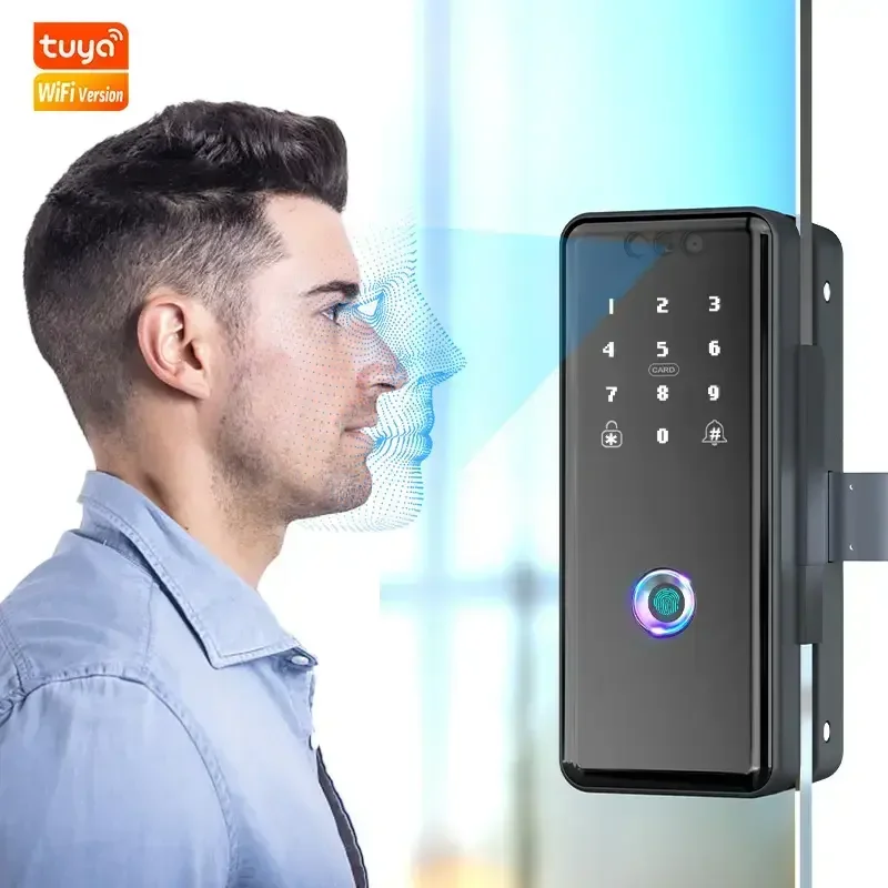 

Tuya 3D Face Recognition Glass Door Lock Aluminum Sliding Intelligent Electric Glass Door Lock