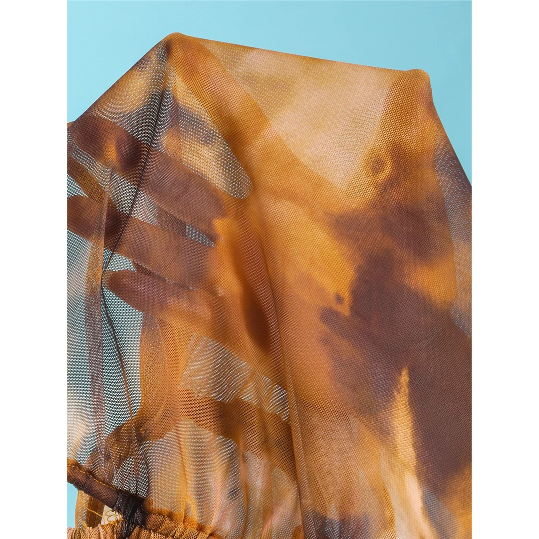 Tie-Dye-Bikini mit Rock, Neckholder-Überwurf, Damen-Badeanzug, Damen-Bademode, vierteiliges Bikini-Set, Badeanzug, Badebekleidung, Schwimmbekleidung V8114 – Detail 14