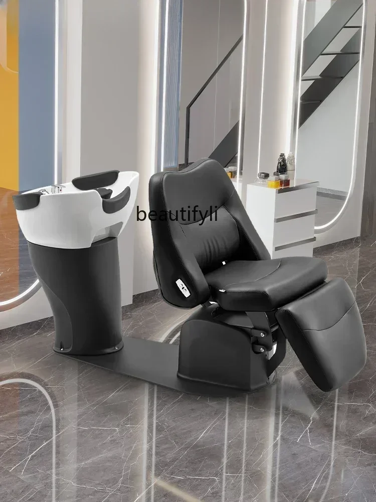 Electric Lying Half Shampoo Chair Cosmetology Shop Hair Care Flushing Bed Barber Shop Shampoo Basin for Hair Salon