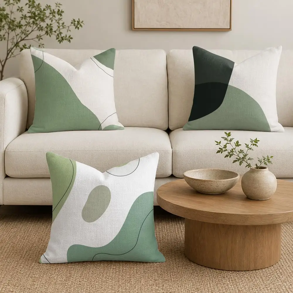 Morandi Abstract Line Illustration Cushion Cover Plush Fabric Soft Double-Sided Printed Sofa Warm Winter Home Gift Pillow Cover