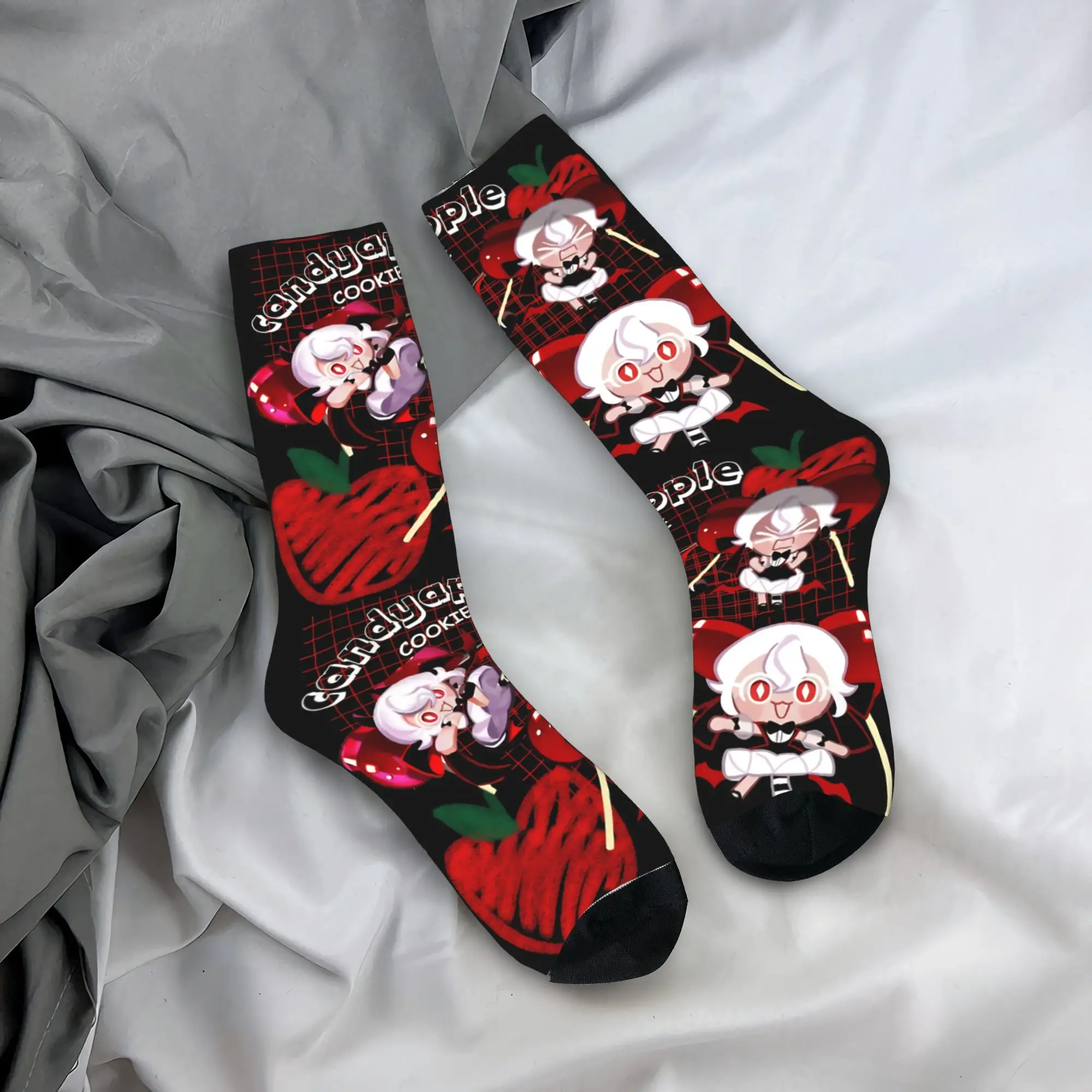 Men's Socks Candy apple cookie  Stockings Non Skid Breathable Socks Autumn Trendy Pattern Climbing Socks