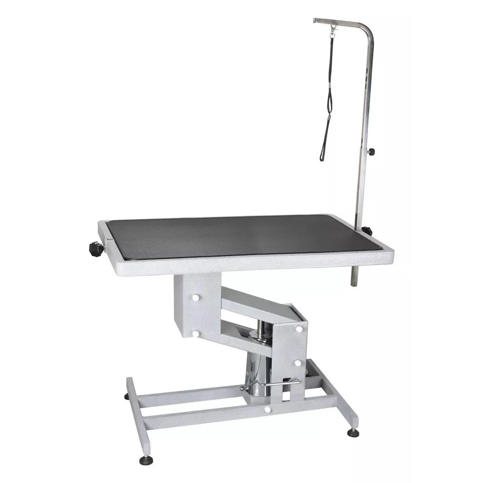 FT-804 Height Adjustable Hydraulic Professional Grooming Table With Single Arm Black Single Side Top