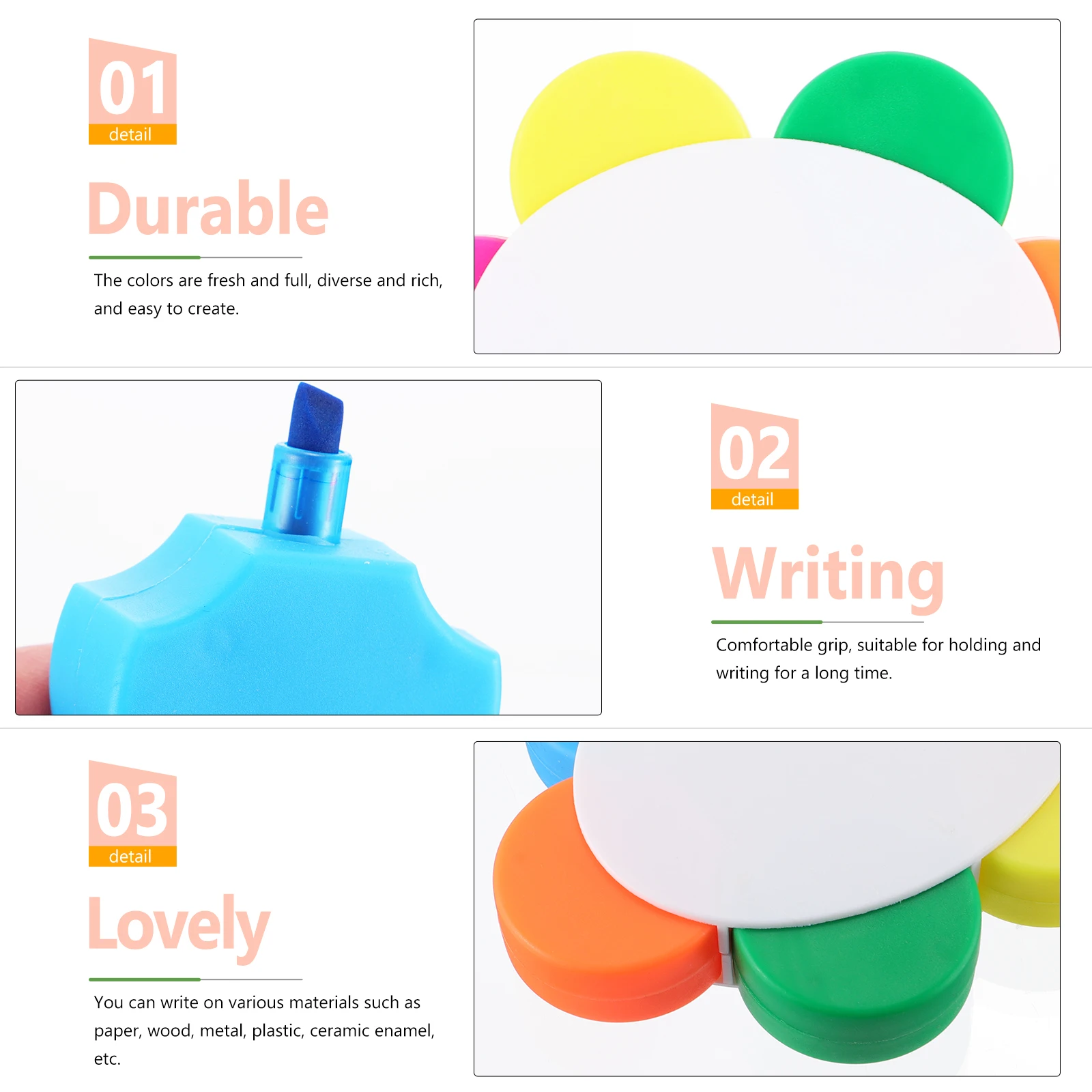 

2PCS 6Color Highlighters Fluorescent Writing Highlighters Pen Marker Pens Students Stationery Writing Tools Bright Colors