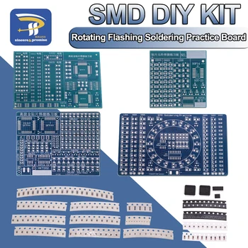 SMD NE555 CD4017 Rotating Flashing LED Components SMT LQFP44 Soldering Practice Board Elec
