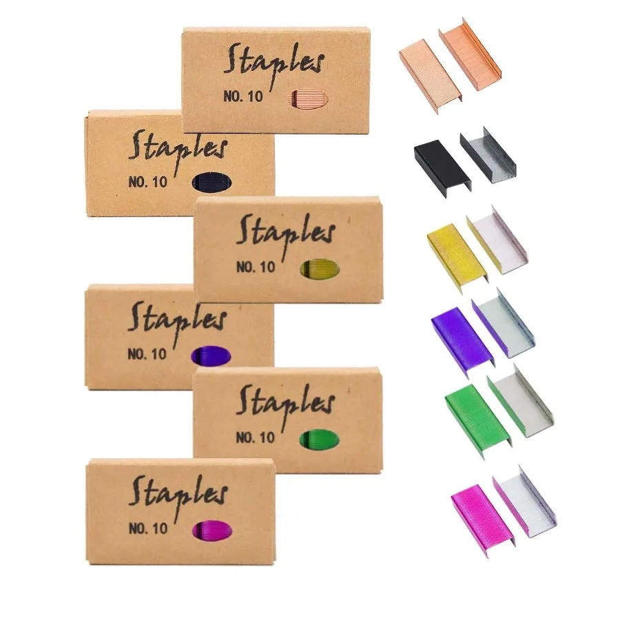 

6 Assorted Colored Staples Refill No.10 Mini Staples for Small Stapler 6000pcs #10 Metal Staple Metallic Colorful Staple for De