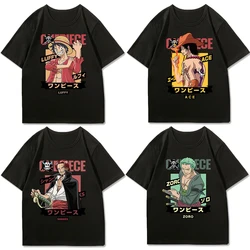 One Piece BROOK FRANKY Marco Shanks Monkey D. Luffy Law Ace Pure Cotton Short-sleeved T-shirt Men's Summer Loose Hip-hop Top