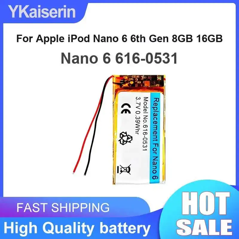 High Quality Mp3 Battery 3100Mah Strong Compatibility For Apple Ipod Nano 6 6Th Gen 8GB 16GB 616-0531