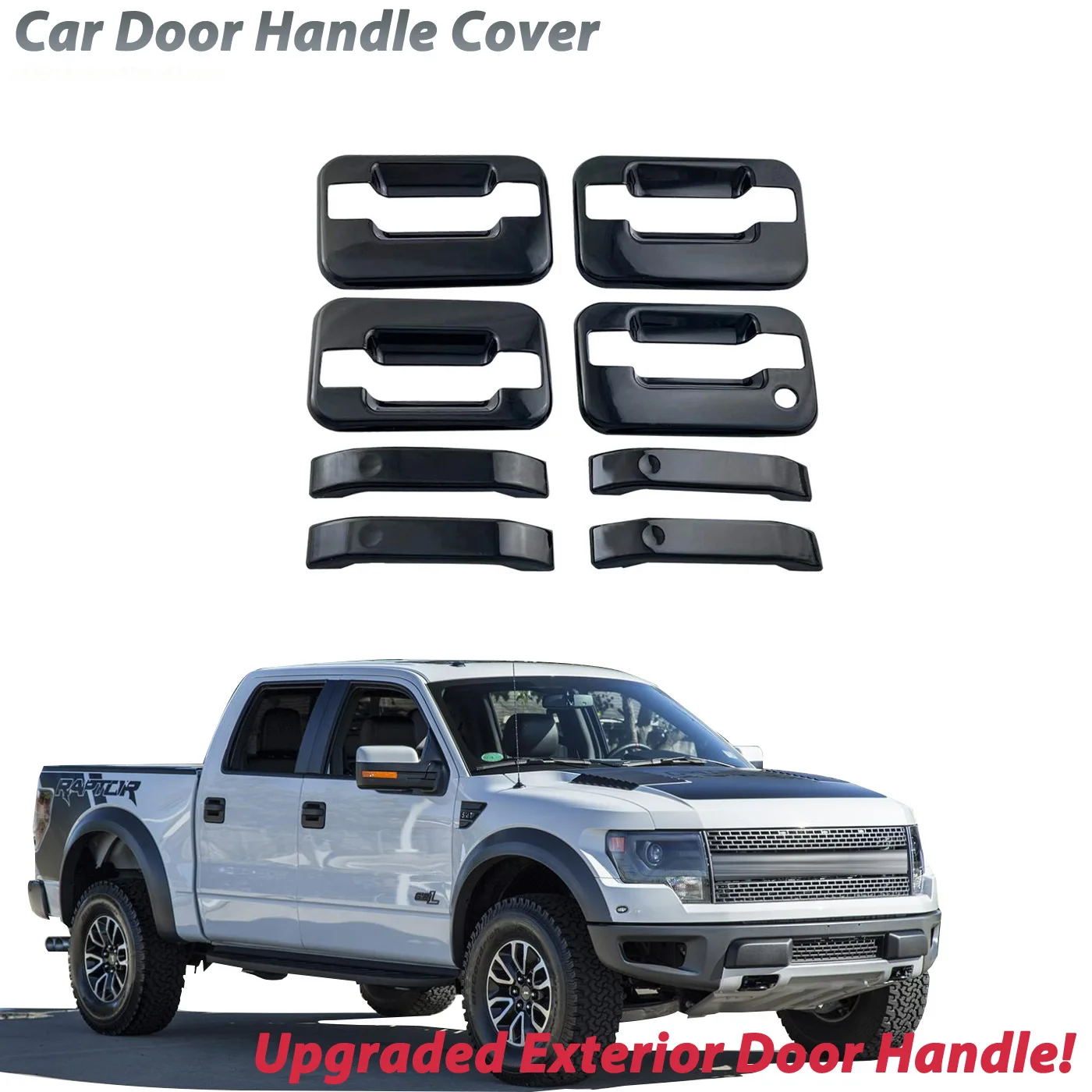 Door Handle Cover Trim for 2009-2015 Ford F-150 Raptor, Exterior Door Pull Cup Decoration Accessories