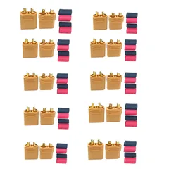 10 Pairs Yellow XT90 Male Female Bullet Connector Plug with Heat Shrink for RC Lipo Battery ESC Motors