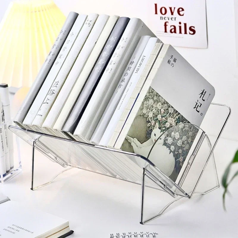 

1pc Multifunctional Desktop Book Modern Desktop Bookshelf with VShape Support for Books Magazine CDs and Storage Rack stand