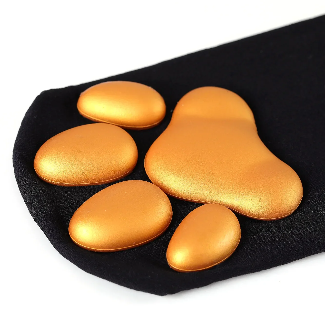 3D Cat Paw Knee High Socks for Women Golden Christmas Anime Y2K Black Silk Stockings 1 Pair