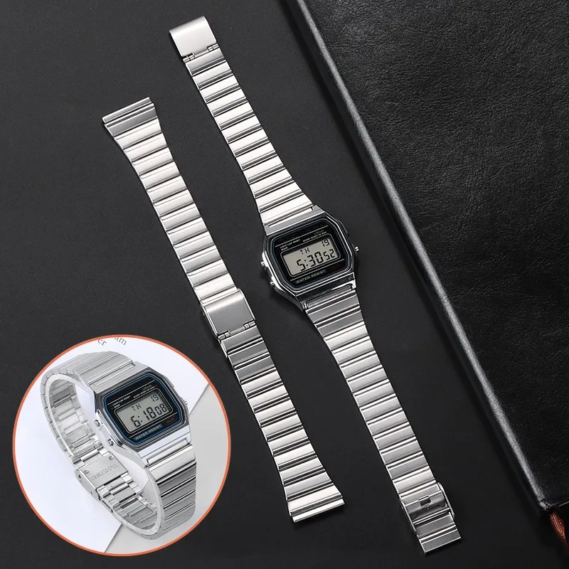 For Casio F-91W SGW400 AE1200 F84 F105/108/A158W/168/AQ230 Vintage Wrist Straps Stainless Steel Smartwatch Band 18/20mm Bracelet