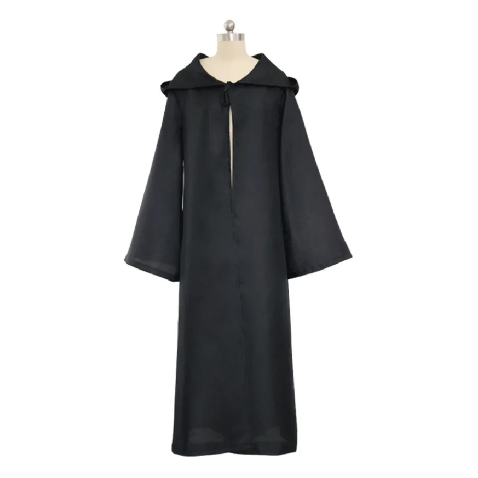 Medieval Hooded Robe Monk Priest Robe  Halloween Cosplay Costume Black White Cloak Cape Wizard Tunic Cloak for Men