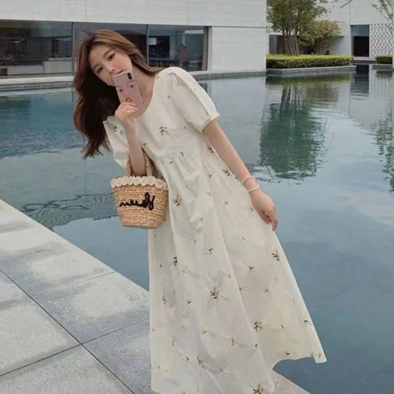 Maternity Fashion Dresses Summer Pregnancy Women Doll Dress A-line Loose Short Sleeve Skirt Pregnant Mom Clothing