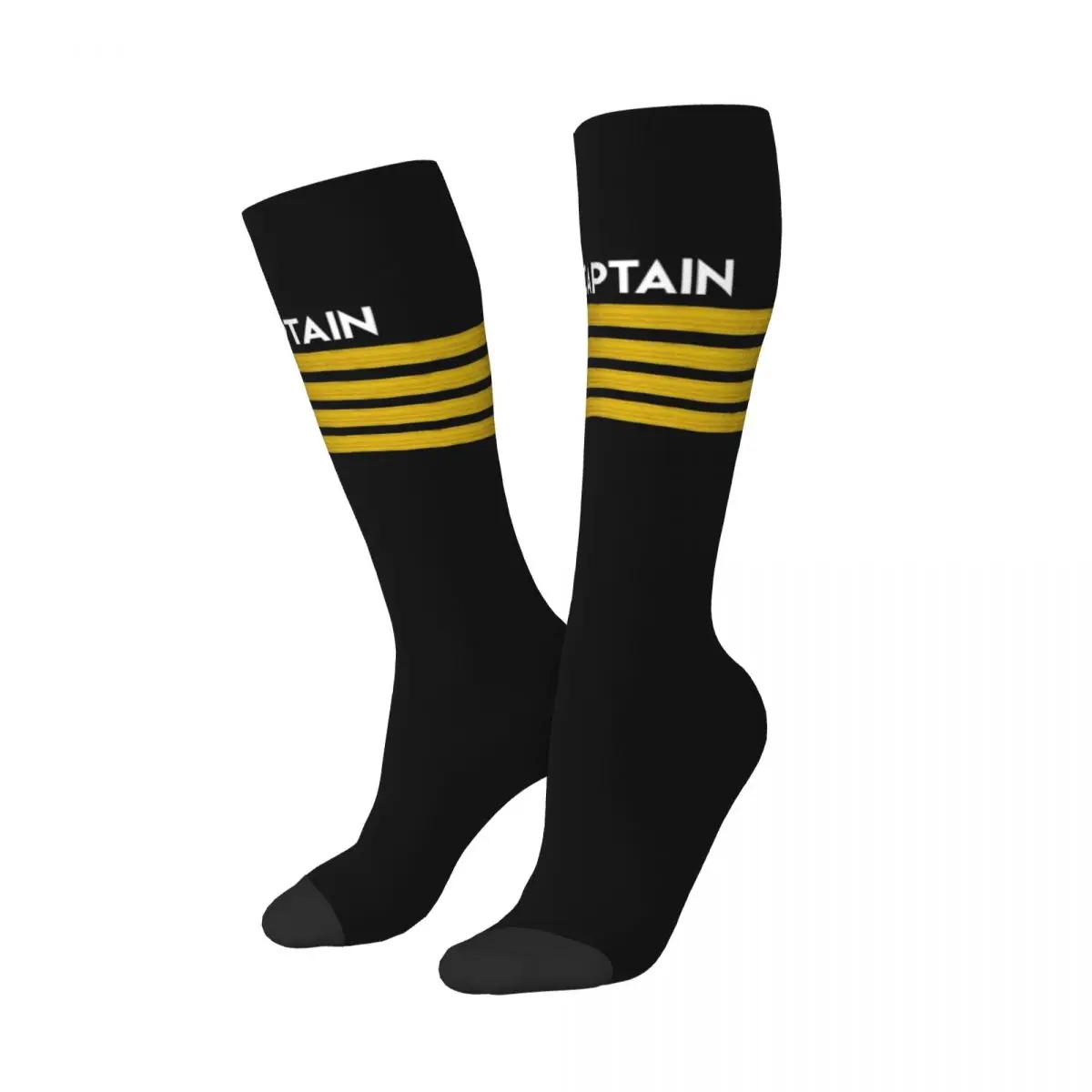 Harajuku Captain Stripes Epaulettes Stockings Women Girl 3D Print Aviation Airplane Pilot Basketball Sports Thigh High Socks