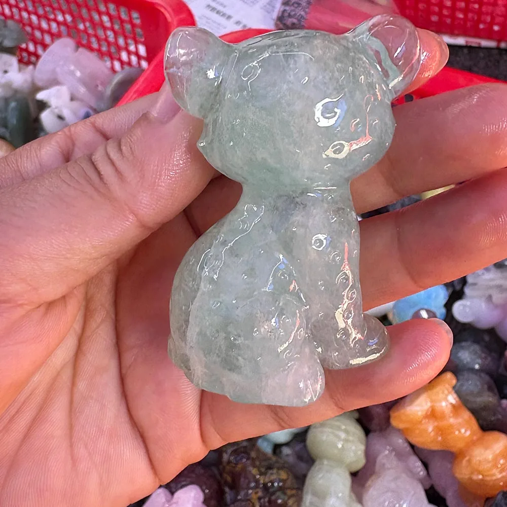 Custom Fluorite Leopard Figurine - Hand-Carved Crystal Statue for Home Decor, Reiki Healing Stone & Unique Gift