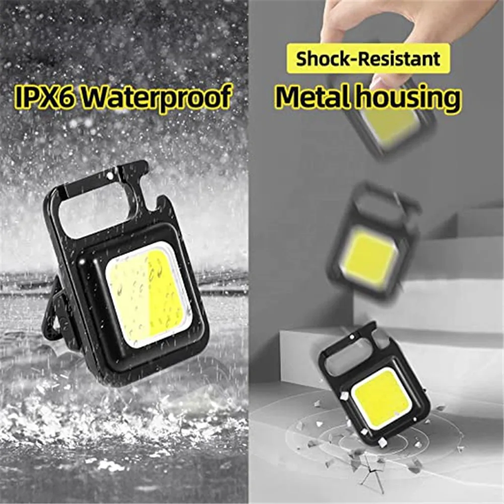 Multifunctional Portable Lamp Mini COB LED Flashlight Keychain Light USB Charging Emergency Lights Outdoor Work Camping