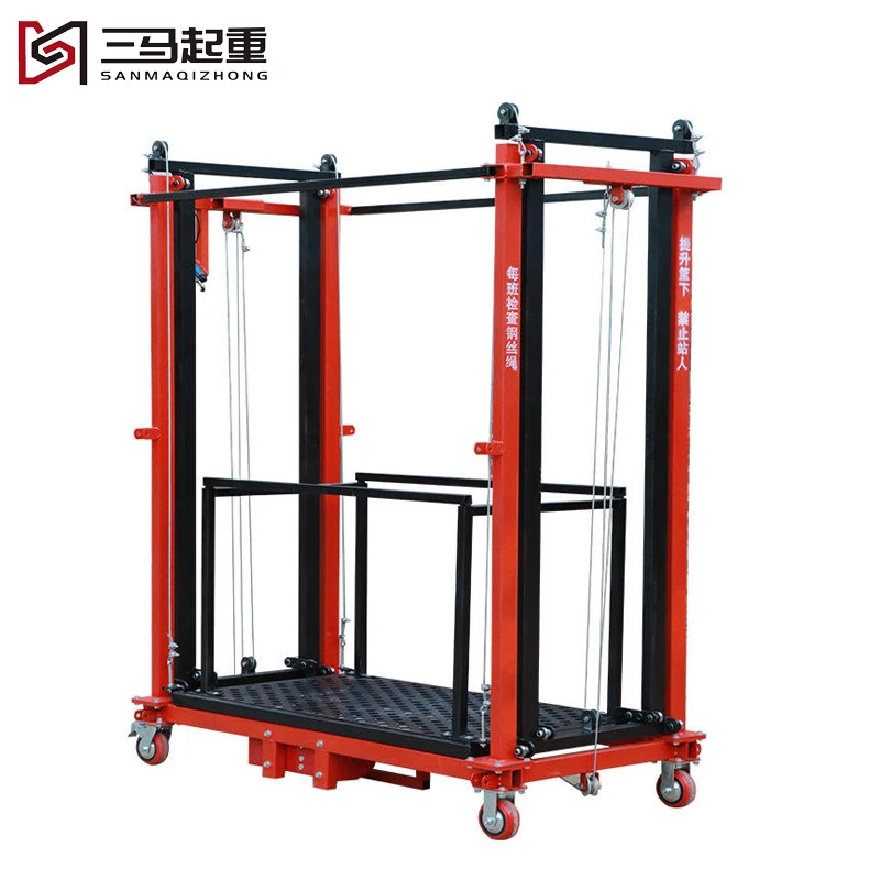 4m 6m 8m 300kg 500kg 折りたたみ式建設作業用はしご 移動式折りたたみ式携帯電動足場リフトプラットフォーム