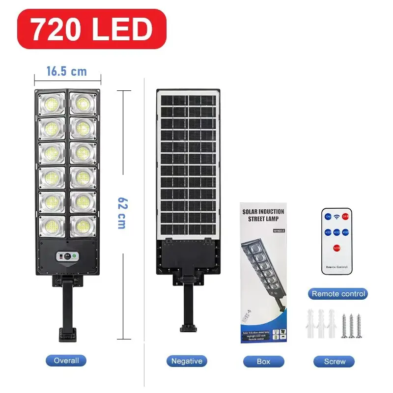 abay Lampes solaires puissantes extérieures Super lumineuses lampadaire solaire 720 LED lampe murale solaire projecteur solaire pour Garage jardin cour nouveau 3