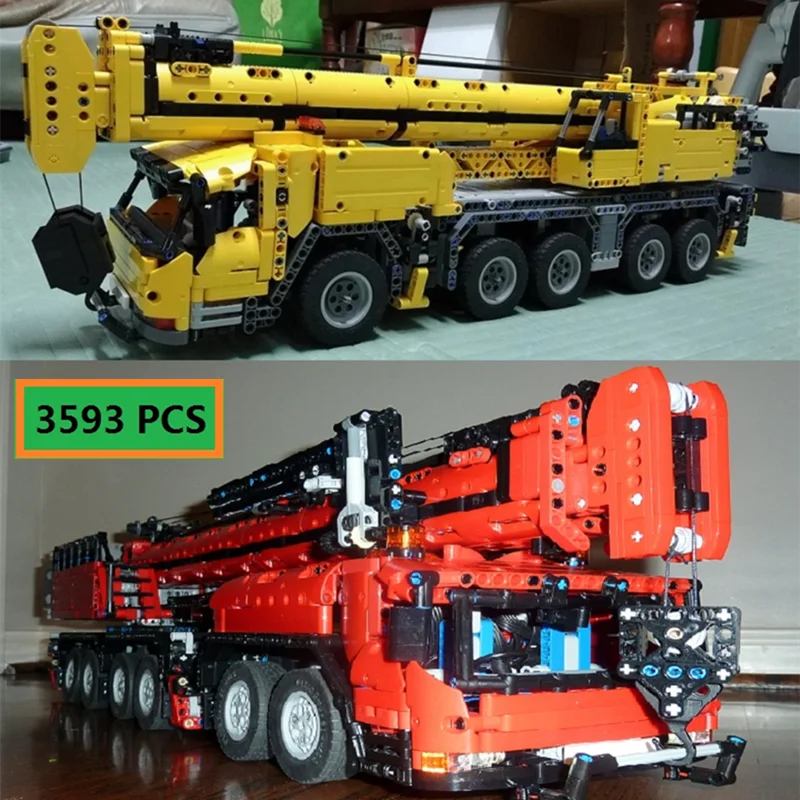 New RC Engineering Vehicle Grove Crane Gmk 6400 Compatible 42009 Modified Moc-5509 Building Blocks Bricks DIY Toys for Kids Gift