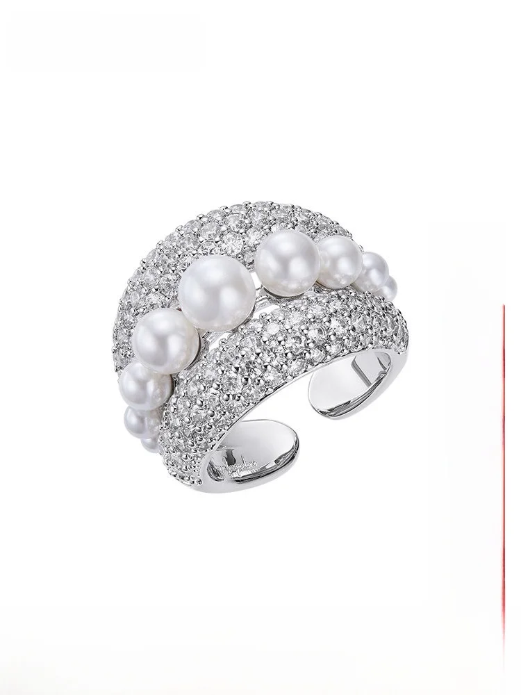 

Ele Nana Jacqueline Pearl Imitation Ring High-End Open Ring Faionable Jewelry for Women Fre out Winter 2024