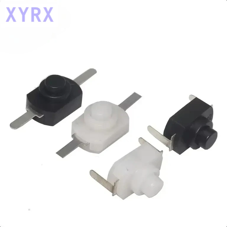 【50-10PCS】In spot 1288BM Push Button Switch Black White Flashlight Switches Bent Feet Flat Foot 1288 BM 16340 1208YD ON-OFF