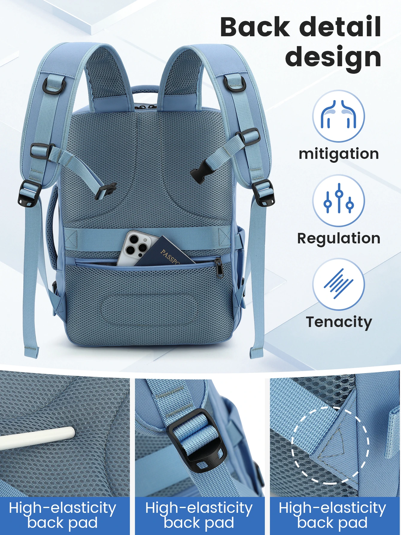 Kabine Flugzeug Reise rucksack Ryanair 40x30x20, Handgepäck Kabine Rucksack Wizzair 40x30x20 Handgepäck Männer Frauen 15.6Zoll Laptop taschen – Detail 9