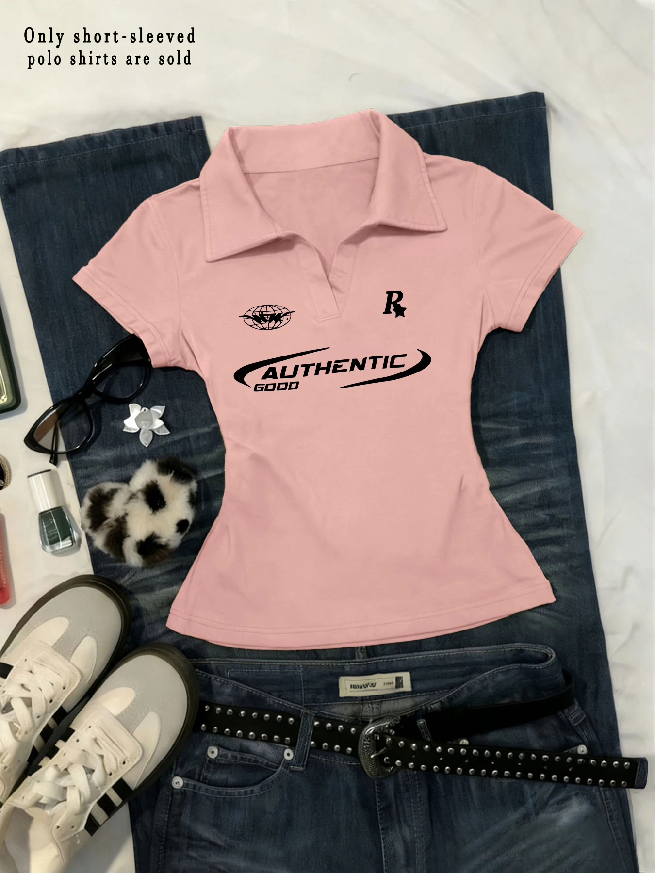 Amazing summer Women's slim polo with small V-neck and short sleeves is easy and fashionable this is what you really need