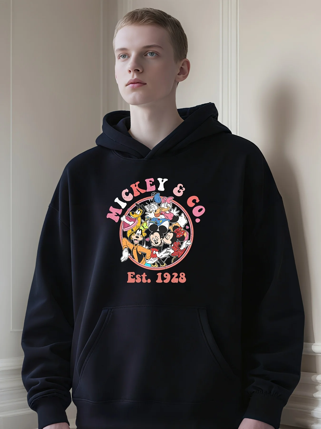 

Mickey Mouse Donald Duck Boy Girl Hoodie Family Parent-Child Wear Autumn Winter Men Women Hooded Sweaters Casual Long Sleeves