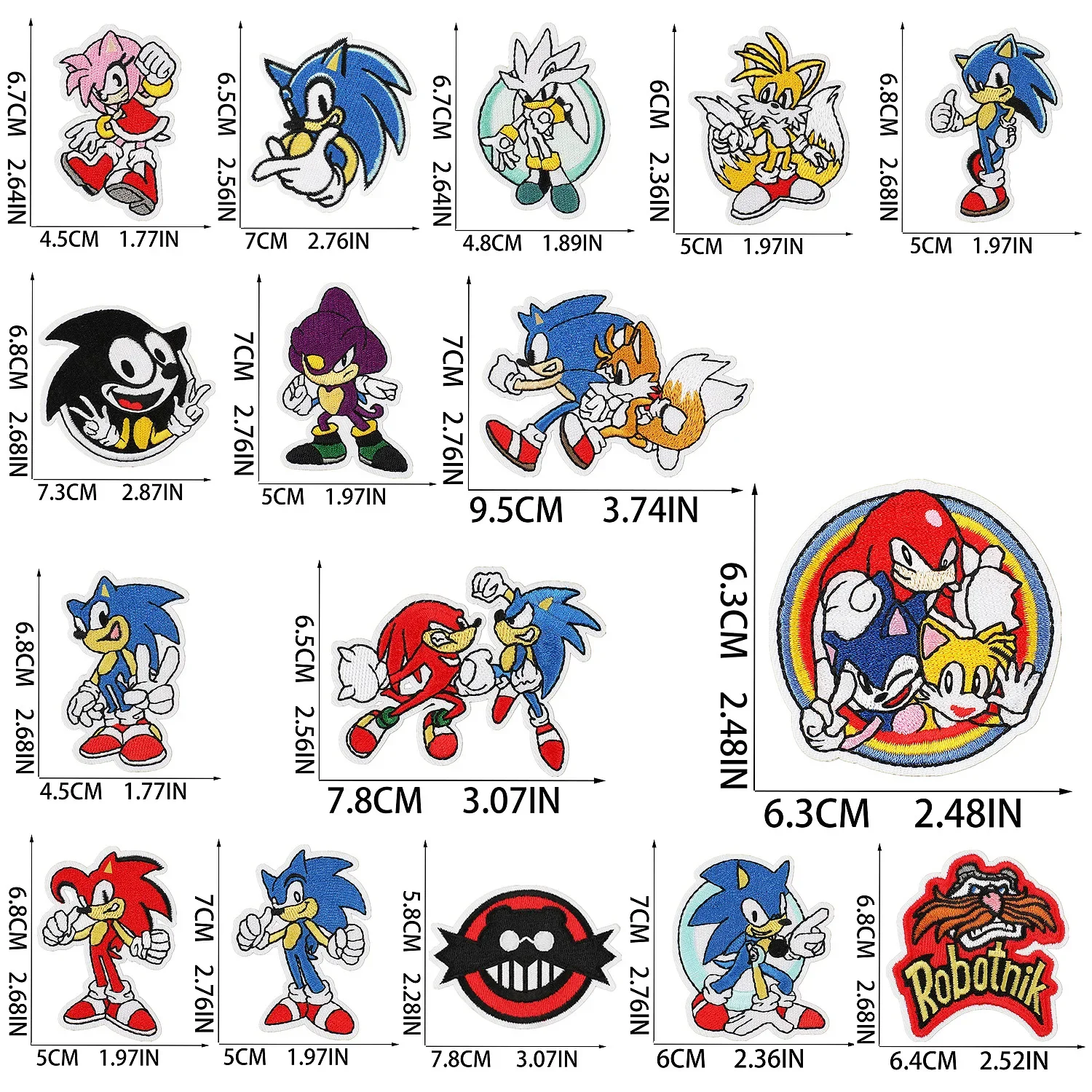 Sonic The Hedgehog Anime Figure Patch Cute Cartoon Embroidery Cloth Patch Cosplay Party Decoration Clothing Accessories Diy Toys