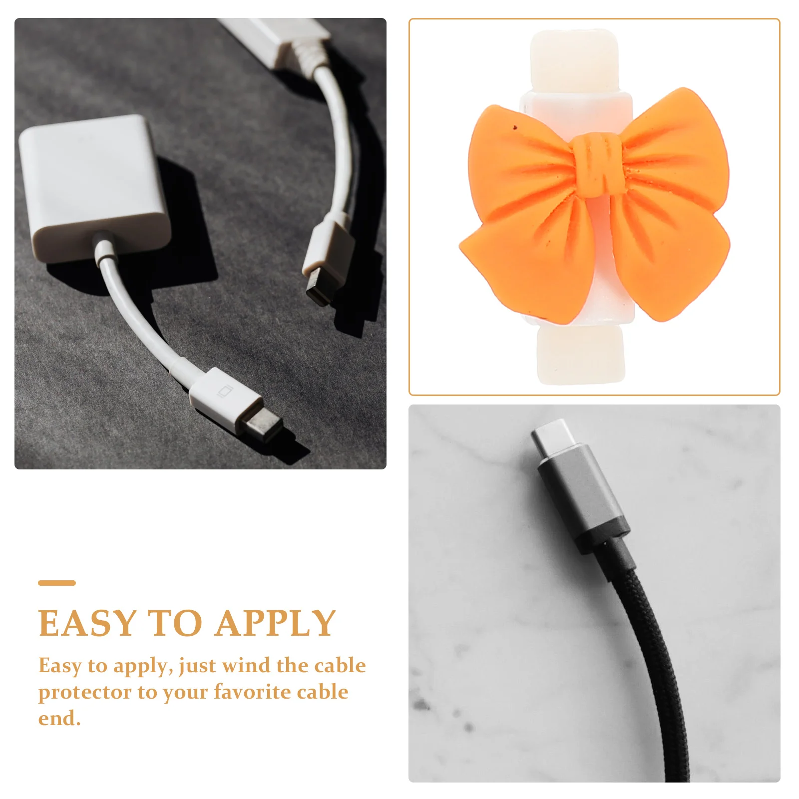 

10Pairs Data Cable Protector Bowknot Cute Charging Protective Cover Cable Organizer Durable Cord Sleeve